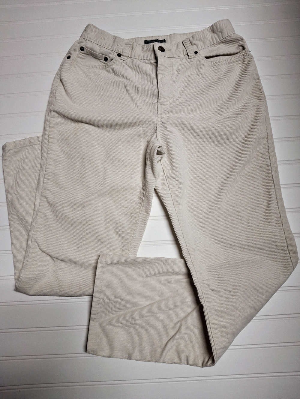 Lauren Jeans Co Classic Cream Corduroy Pants Size 8 Petite